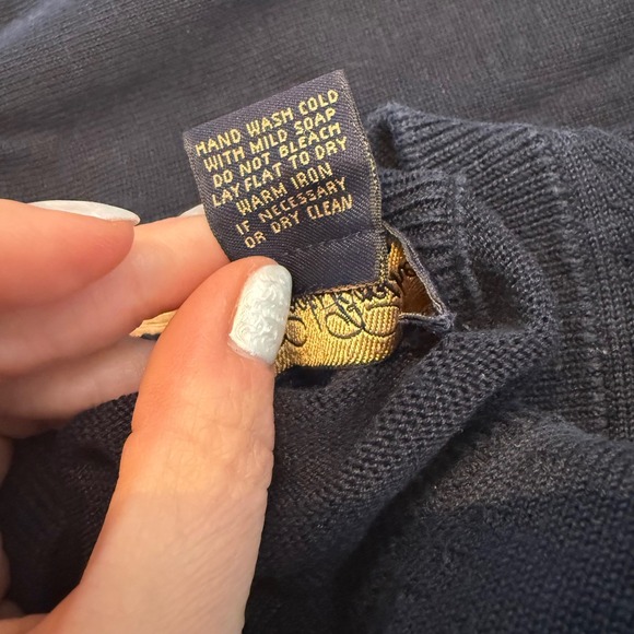 Brooks Brothers Mens Navy Silk Cotton V Neck Sweater Size Medium, Quiet Luxury - Picture 6 of 7